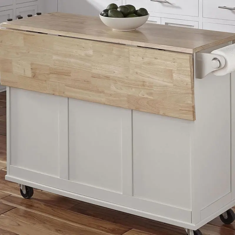 Homestyles Dolly Madison Mobile Kitchen Island – Drop-Leaf Breakfast Bar Cart with Storage and Casters