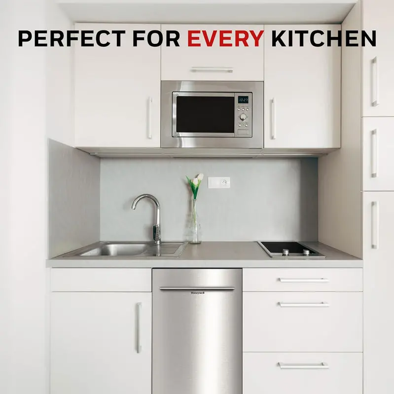 Honeywell 18-Inch Energy Star-Certified Dishwasher – Stainless Steel Tub, 8-Place Setting Capacity, 6 Wash Cycles