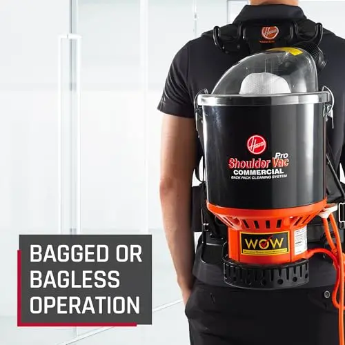 Hoover Shoulder Vac Pro Backpack Vacuum – HEPA Filtration, Ergonomic Chiropractic Design, Lightweight Bagged System for Carpet & Hard Floors, Model C2401