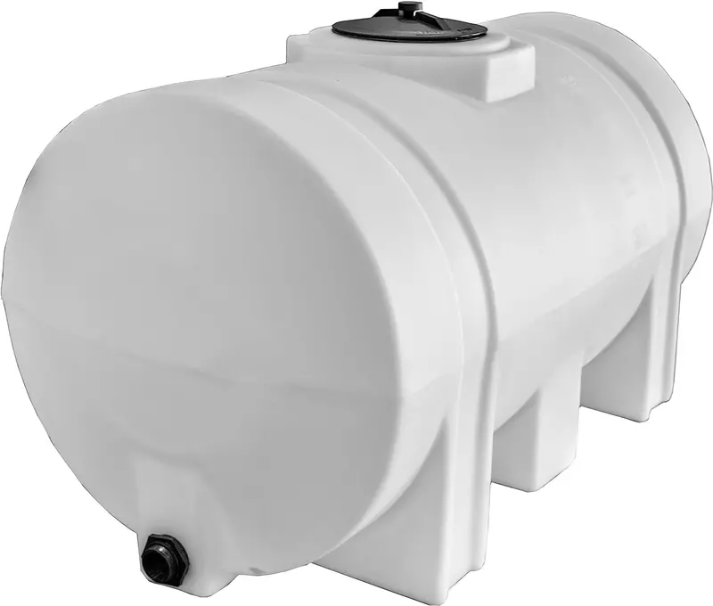 Horizontal Polyethylene Water Storage Tank – 550-Gallon Capacity, Leg-Mounted, USA-Made, Corrosion-Resistant for Potable Water & Non-Flammable Liquids