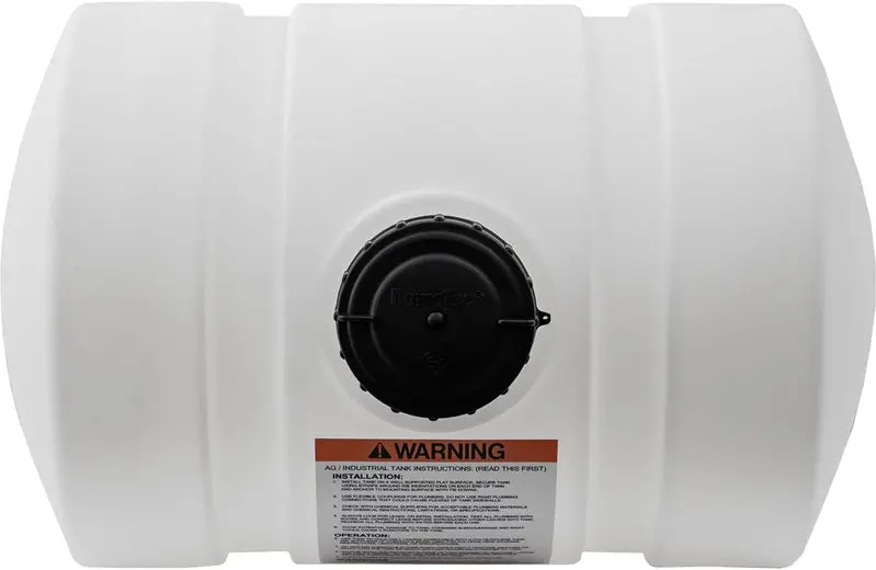Horizontal Polyethylene Water Storage Tank – 550-Gallon Capacity, Leg-Mounted, USA-Made, Corrosion-Resistant for Potable Water & Non-Flammable Liquids