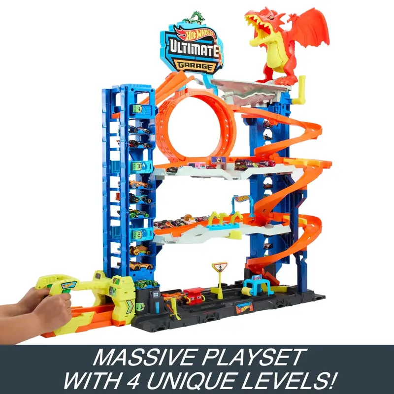 Hot Wheels City Ultimate Garage Playset – Expandable Toy Storage System with 2 Die-Cast Vehicles for Ages 4–8