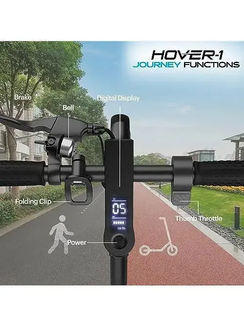Hover-1 Journey Electric Scooter – 14 MPH Top Speed, 16-Mile Range, LCD Display, 8.5" All-Terrain Tires, UL-Certified, 220 LB Capacity