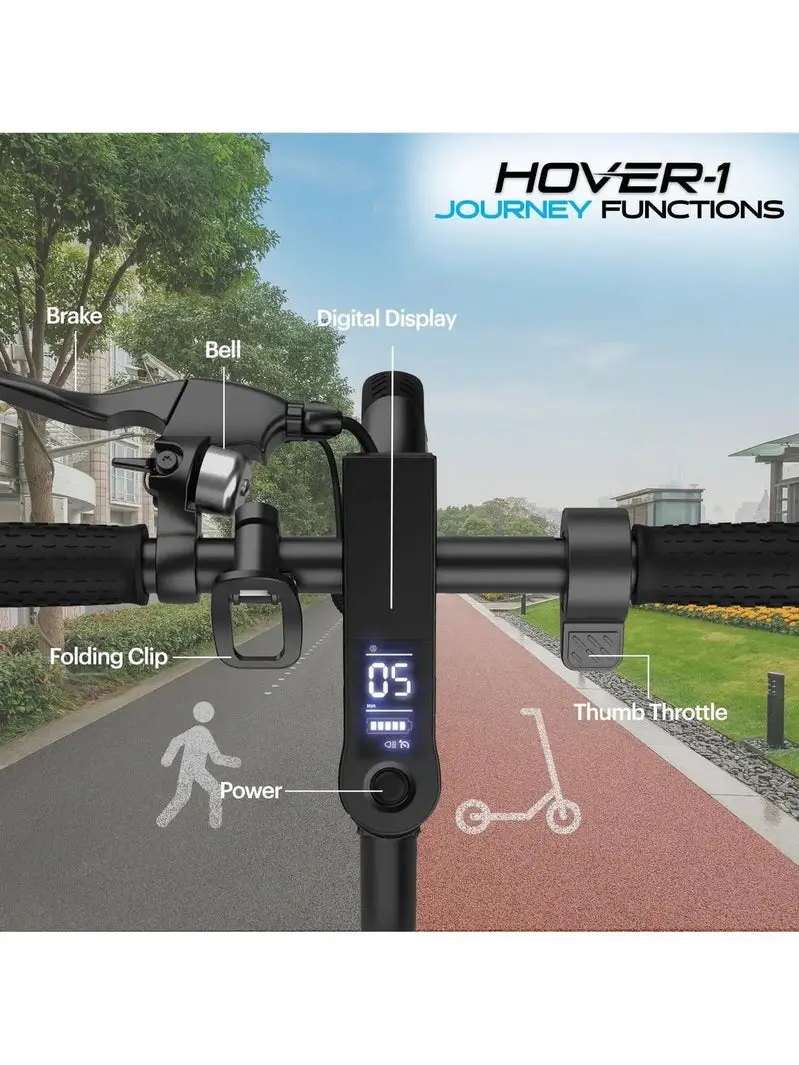 Hover-1 Journey Electric Scooter – 14 MPH Top Speed, 16-Mile Range, LCD Display, 8.5" All-Terrain Tires, UL-Certified, 220 LB Capacity