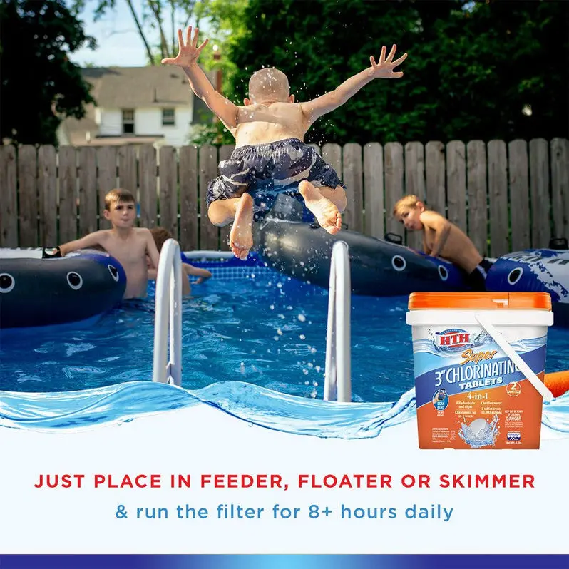 HTH Super 3" Chlorinating Tablets – 25 lb Pool Sanitizer for Consistent Residual Chlorine