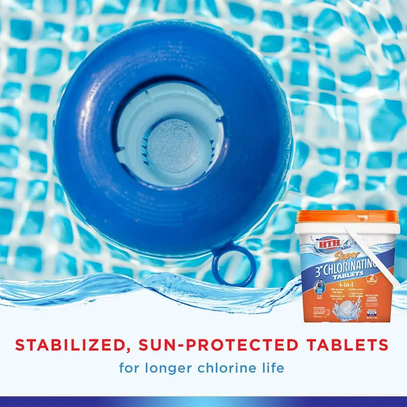 HTH Super 3" Chlorinating Tablets – 25 lb Pool Sanitizer for Consistent Residual Chlorine