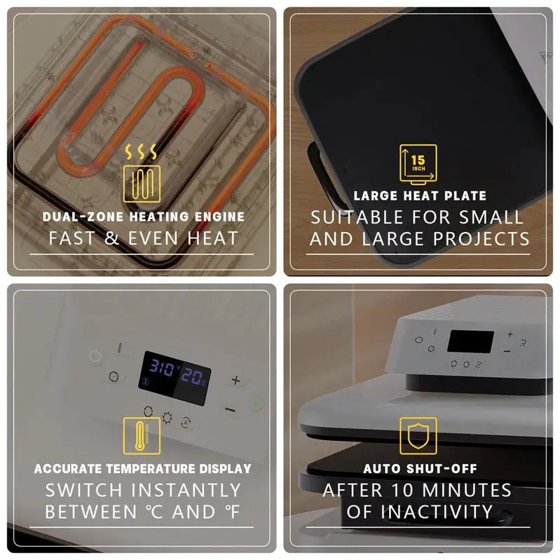 HTVRONT 1500W Auto-Open Heat Press – 15" × 15" Sublimation & Vinyl Transfer Machine with Digital Controls