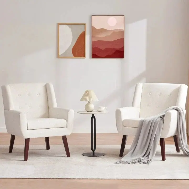 HUIMO Pair of Contemporary Tufted Accent Chairs – Modern Styling, Two-Unit Set