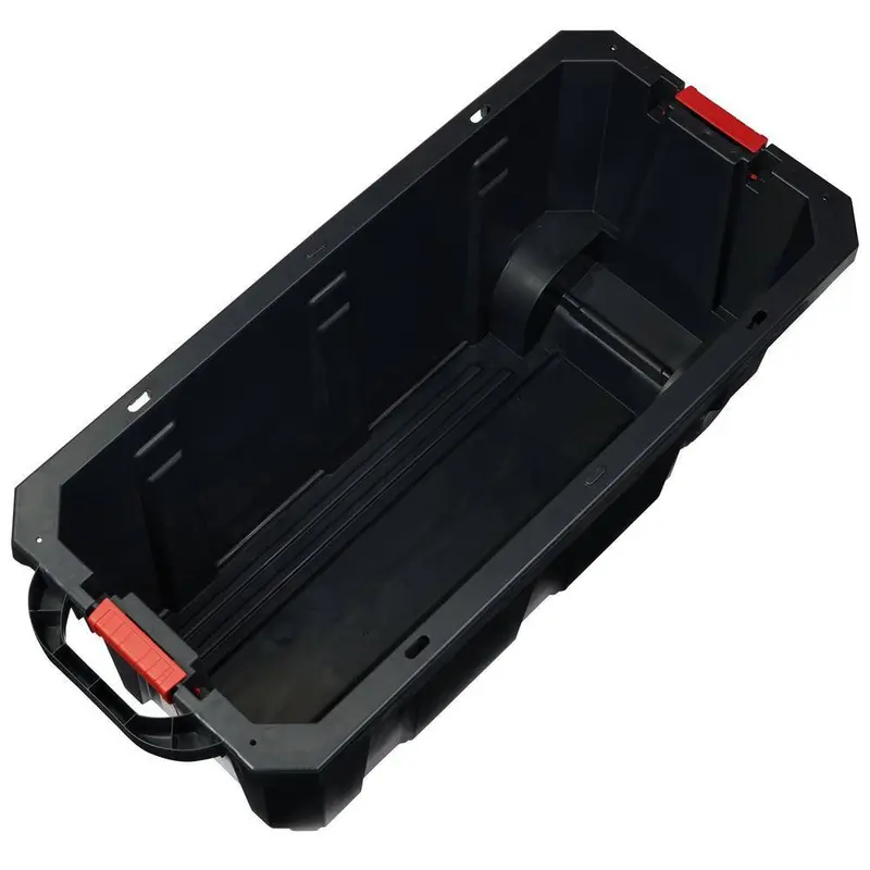 Husky 45-Gallon Heavy-Duty Stackable Storage Tote with Wheels – Lockable Black Base & Red Lid