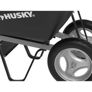 Husky 6 Cubic Foot Poly Wheelbarrow – Dual Flat-Free Wheels, Durable Molded Tub, and Easy-Maneuvering Design