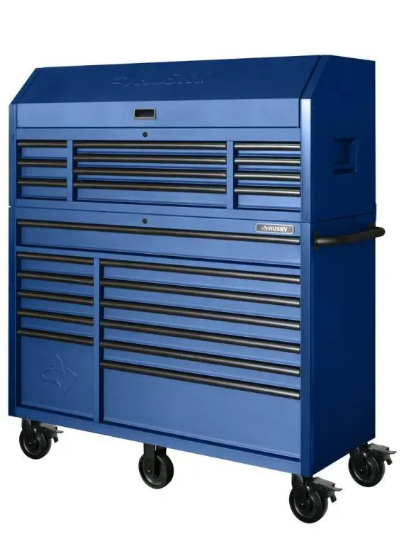 Husky HOTC5623BL2S Heavy-Duty Rolling Tool Cabinet Set – 56" W × 22" D, 23-Drawer Matte Blue Combo 2