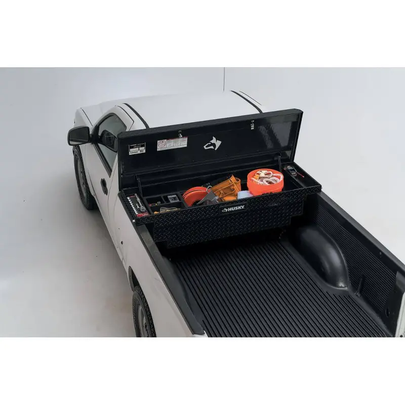 Husky Low-Profile Aluminum Truck Toolbox – Black, Lightweight, Custom-Fit for Mid-Size Pickup Beds