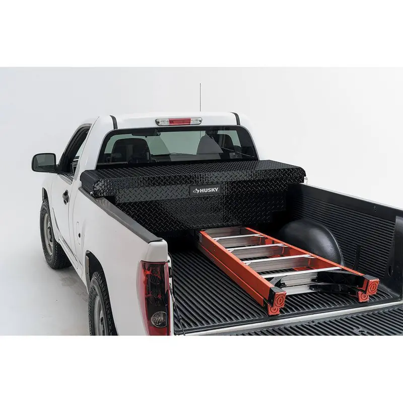 Husky Low-Profile Aluminum Truck Toolbox – Black, Lightweight, Custom-Fit for Mid-Size Pickup Beds