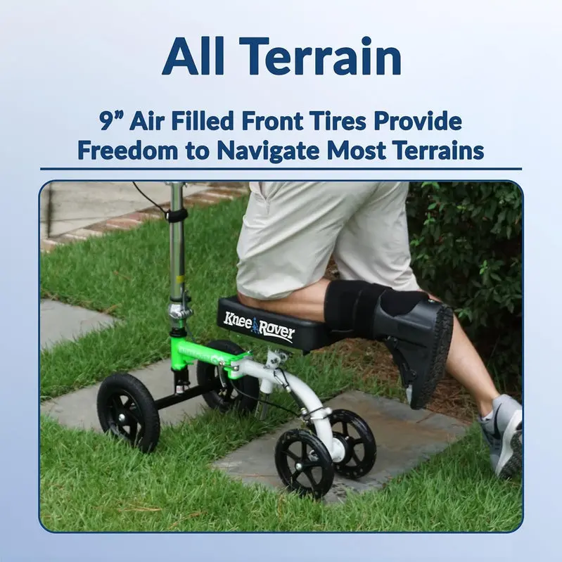 Hybrid All-Terrain Knee Scooter – Compact, Heavy-Duty Recovery Walker for Foot & Ankle Injuries, Green