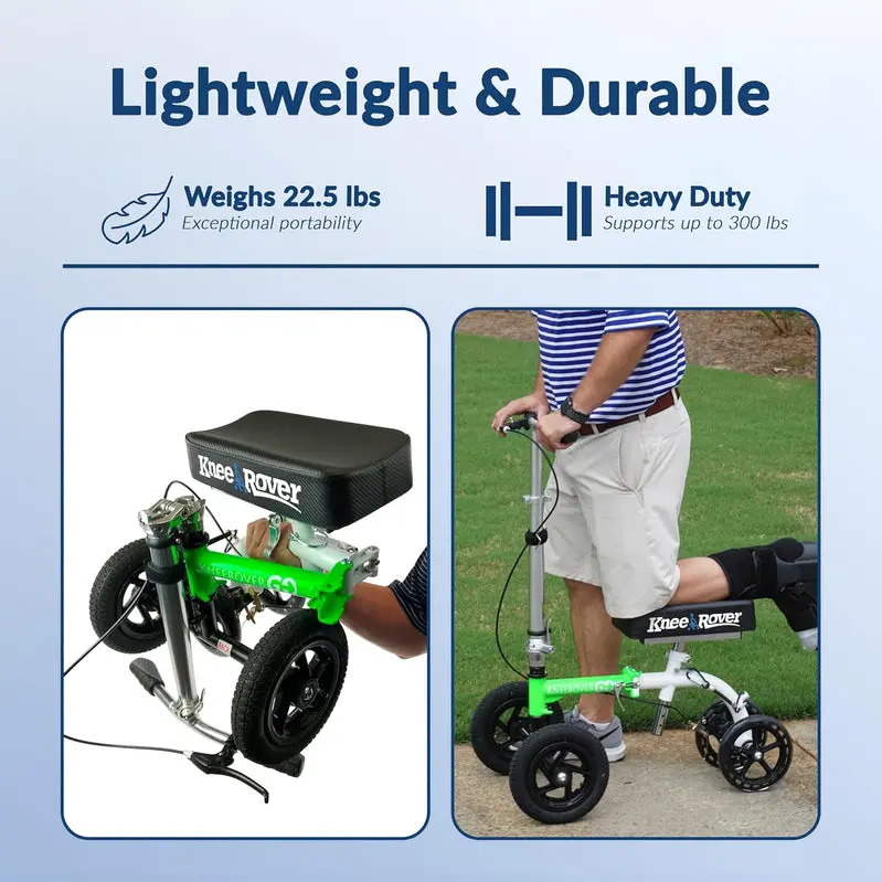 Hybrid All-Terrain Knee Scooter – Compact, Heavy-Duty Recovery Walker for Foot & Ankle Injuries, Green