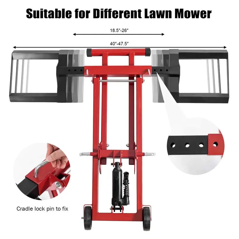 Hydraulic Lawn Mower Lift Stand – 500 lb Capacity, Tool-Free Assembly 2