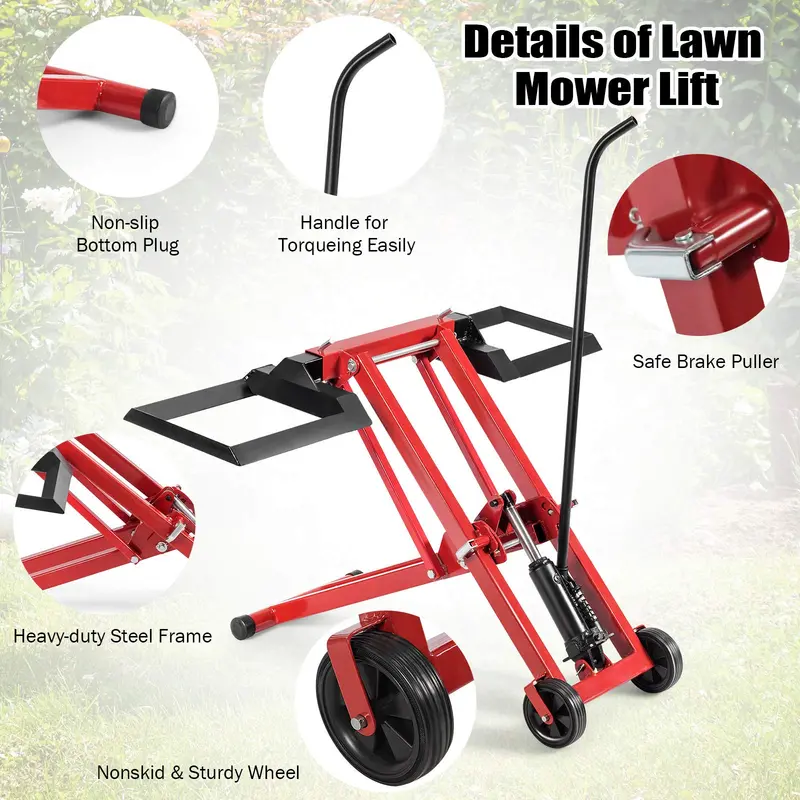 Hydraulic Lawn Mower Lift Stand – 500 lb Capacity, Tool-Free Assembly