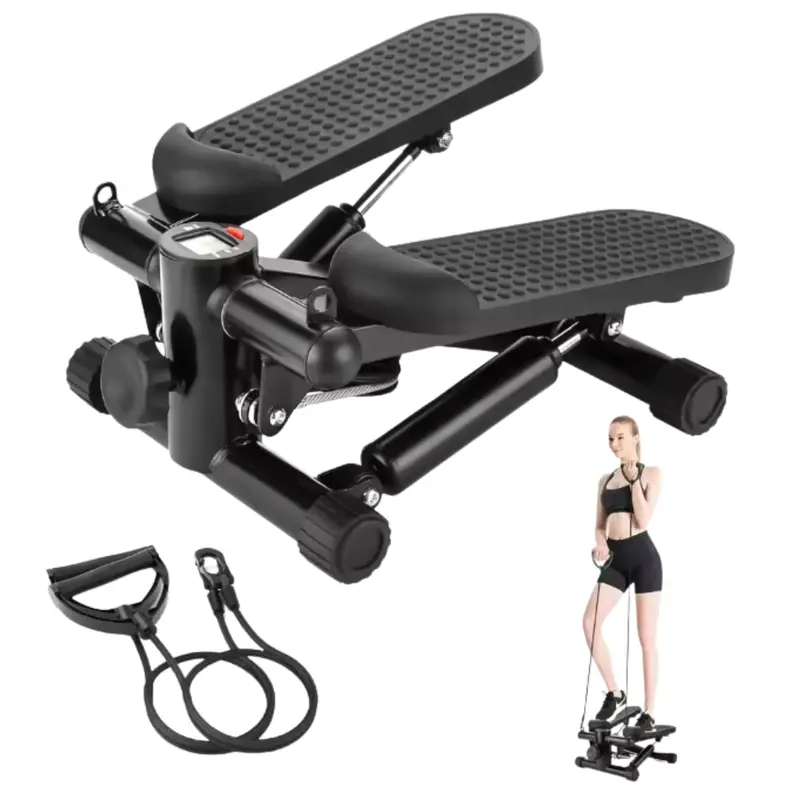 Hydraulic Mini Stepper with Built-In Resistance Bands for Low-Impact Cardio