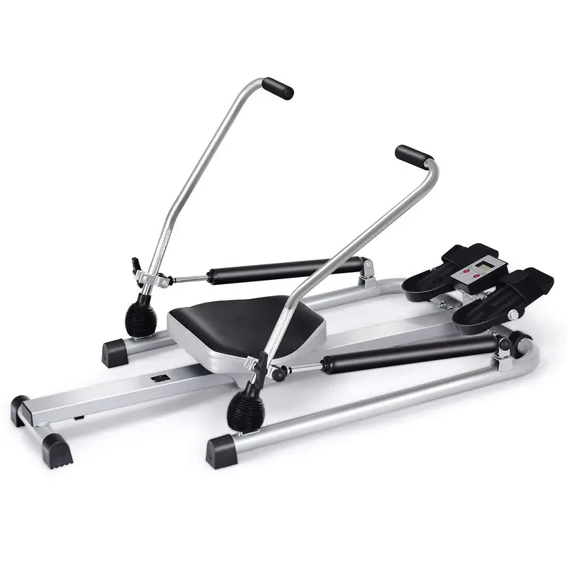 Hydraulic Resistance Rowing Machine with Backlit LCD Performance Monitor