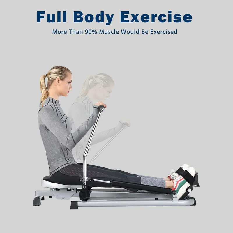 Hydraulic Resistance Rowing Machine with Backlit LCD Performance Monitor 2