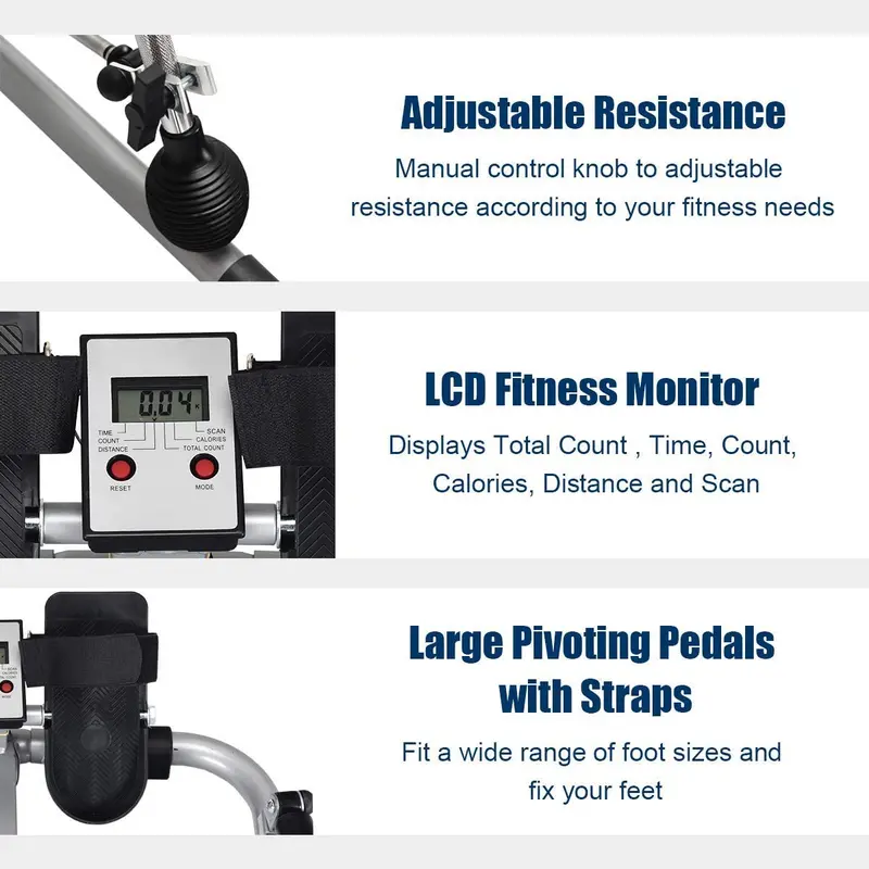Hydraulic Resistance Rowing Machine with Backlit LCD Performance Monitor