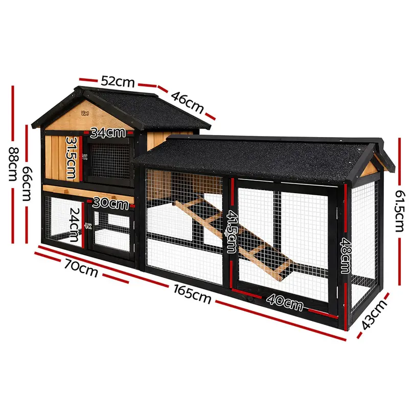 i.Pet Extra-Large Wooden Chicken Coop & Hutch – Outdoor Rabbit or Poultry Enclosure with Run