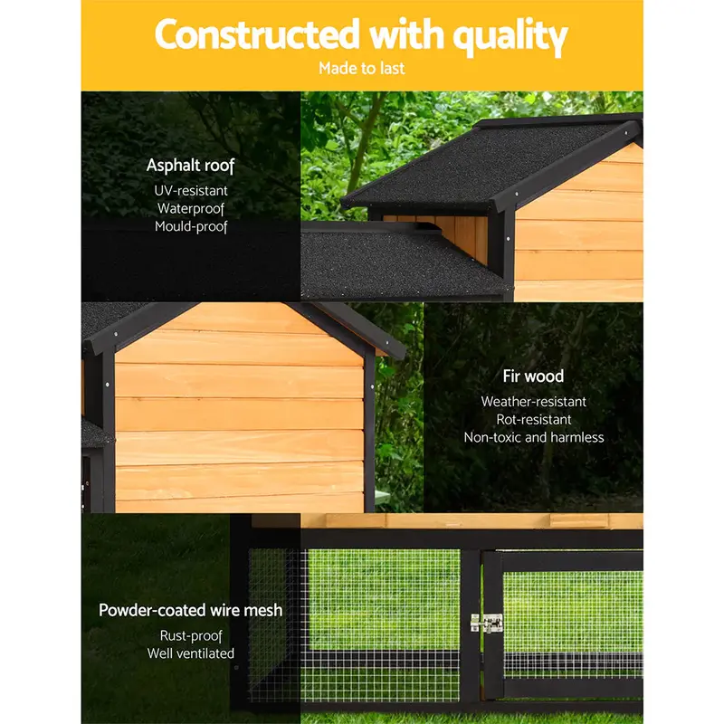 i.Pet Extra-Large Wooden Chicken Coop & Hutch – Outdoor Rabbit or Poultry Enclosure with Run