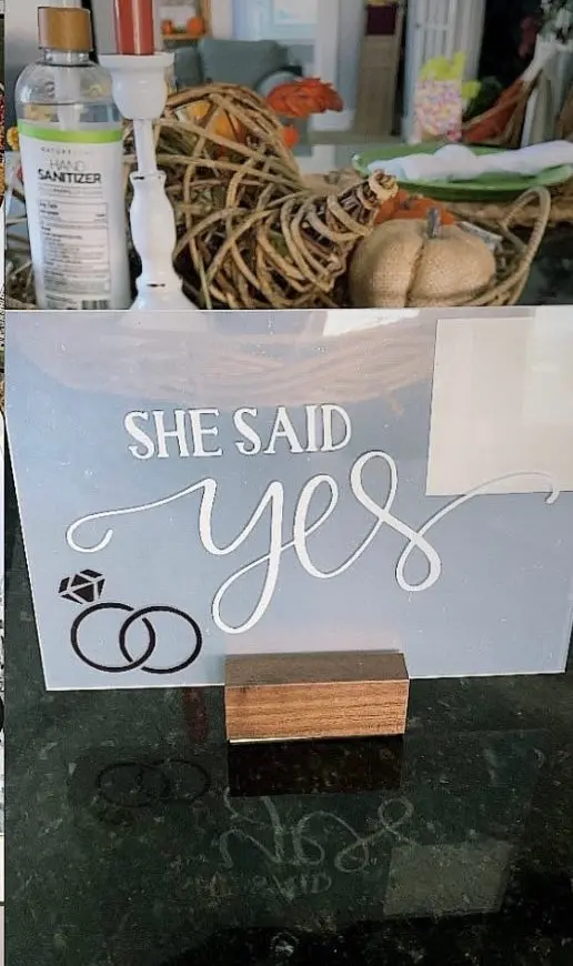 I Said Yes Acrylic Display Sign for Bridal Celebrations