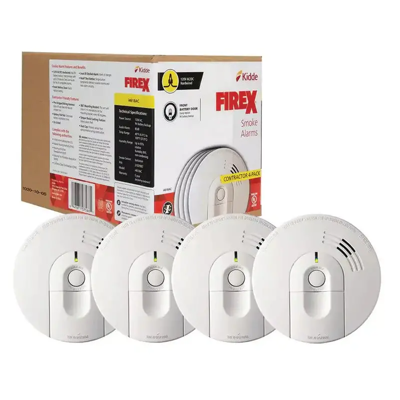 i4618 Hardwired Smoke Detector – 4-Pack Ionization Alarms with 120V AC Power & 9V Battery Backup