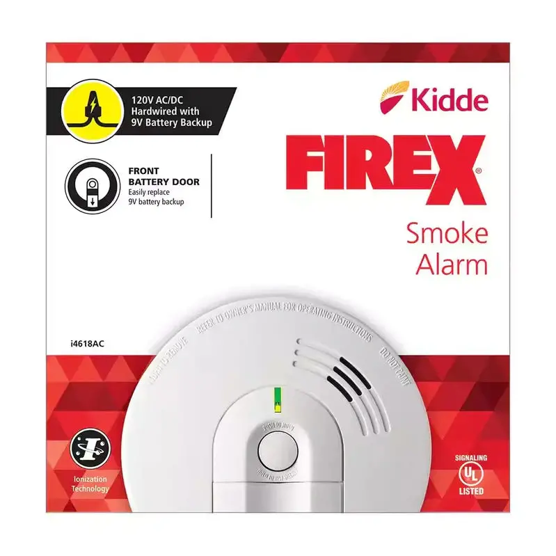 i4618 Hardwired Smoke Detector – 4-Pack Ionization Alarms with 120V AC Power & 9V Battery Backup