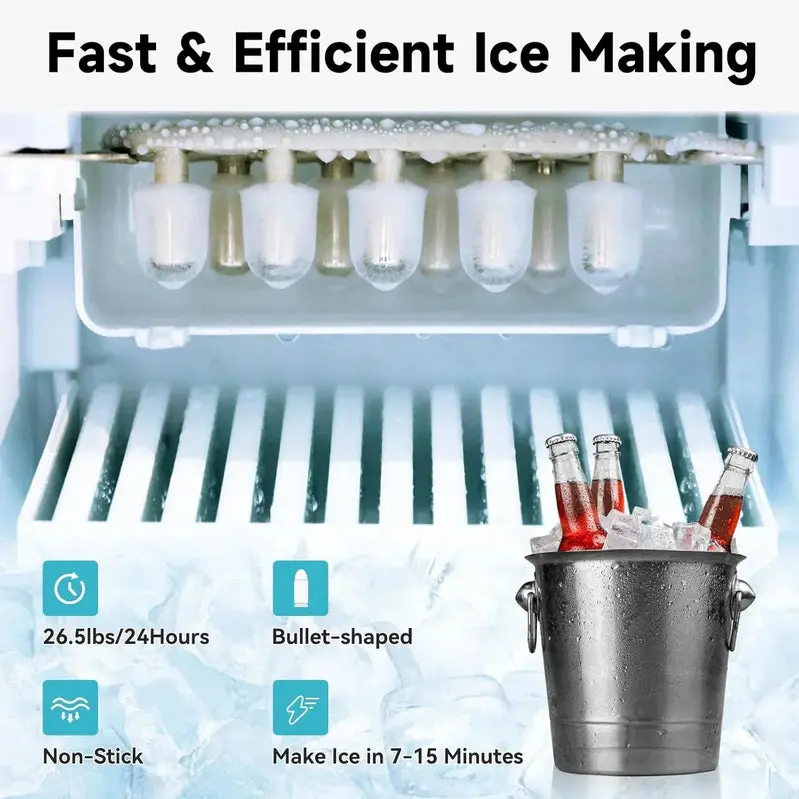 ICEPURE 3-in-1 Hot/Cold Water Dispenser – Built-in Bullet Ice Maker (26.5 lbs/24H), Top-Loading, Child Lock, Black
