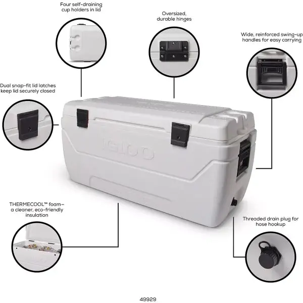 Igloo MaxCold 152-Quart Wheeled Cooler – Heavy-Duty Insulated White Portable Cooler
