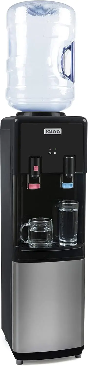 Igloo Top-Load Hot and Cold Water Dispenser – Sleek Black & Stainless Steel Design