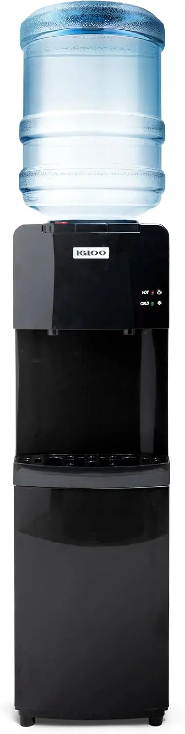 Igloo Top-Load Hot and Cold Water Dispenser – Sleek Black & Stainless Steel Design