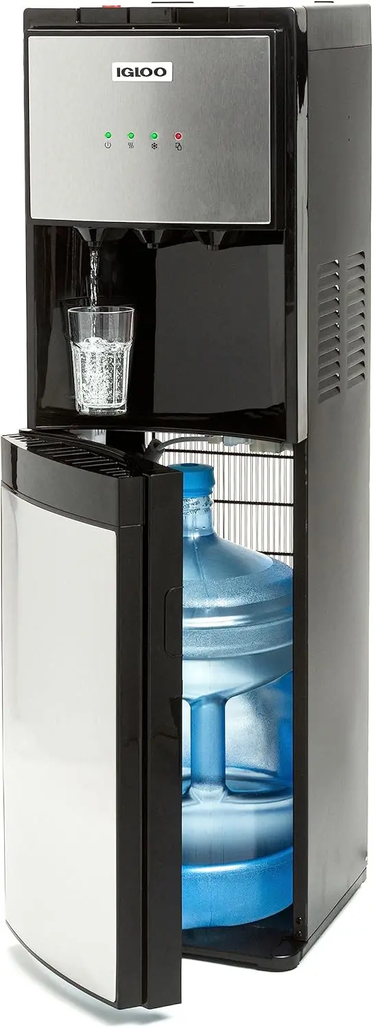 Igloo Top-Loading Dual-Temp Hot & Cold Water Cooler in Black Stainless Steel