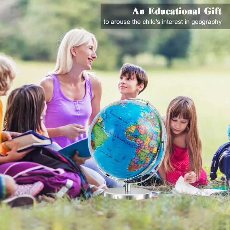 Illuminated Desktop World Globe — Educational LED-Lit Geographic Model 2
