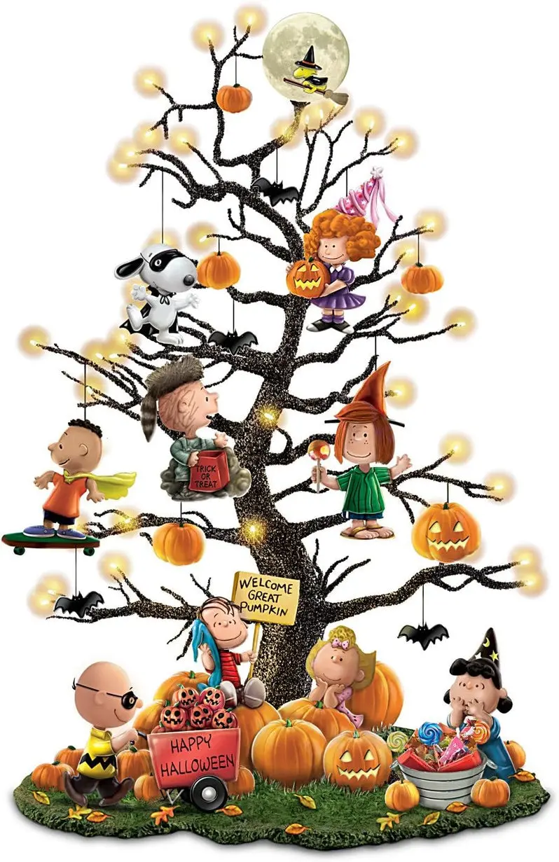 Illuminated Pumpkin Tabletop Tree – Battery-Powered Halloween Centerpiece