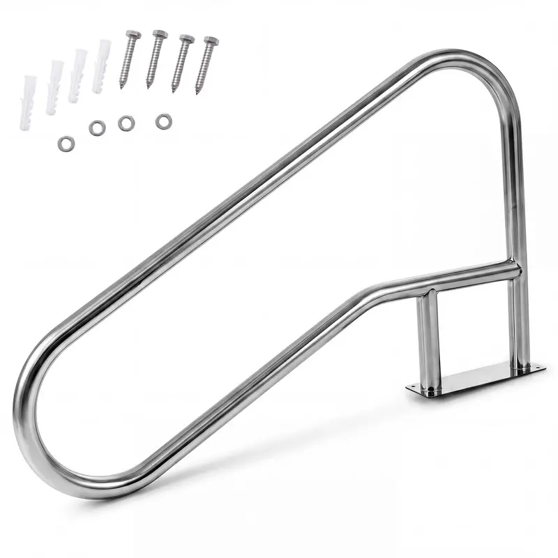 In-Ground Pool Safety Handrail – 50" L x 30" H with Mounting Base Plate
