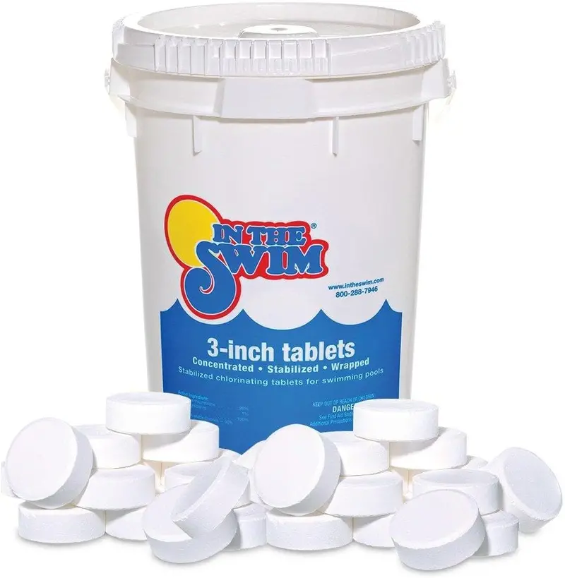 In The Swim 3" Slow-Dissolving Chlorine Tablets — 50 lb Bulk Pack, Stabilized Sanitizer for Swimming Pools