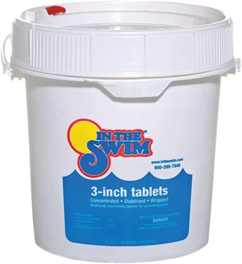 In The Swim 3" Stabilized Chlorine Tablets – Individually Wrapped Tri-Chlor Sanitizers | 90% Available Chlorine | Slow-Release Formula | 50 lb Bag