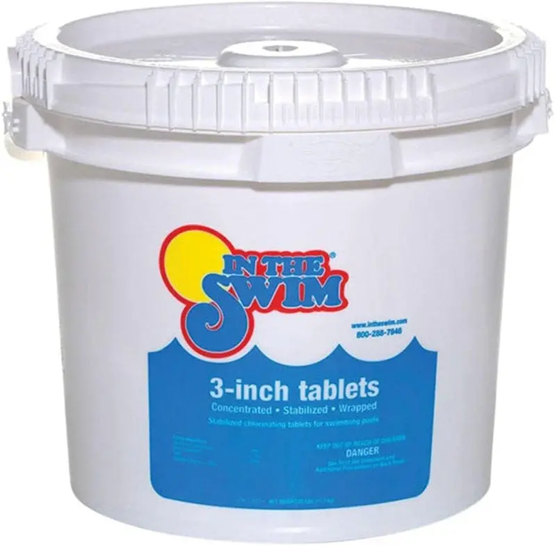 In The Swim 3" Stabilized Chlorine Tablets – Individually Wrapped Tri-Chlor Sanitizers | 90% Available Chlorine | Slow-Release Formula | 50 lb Bag