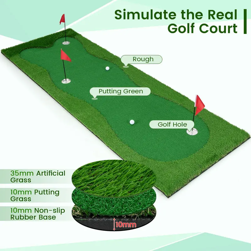 Indoor/Outdoor Golf Putting Green – Realistic Turf Practice Mat