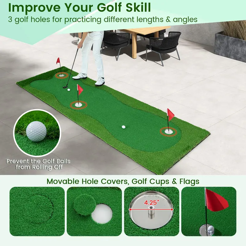 Indoor/Outdoor Golf Putting Green – Realistic Turf Practice Mat