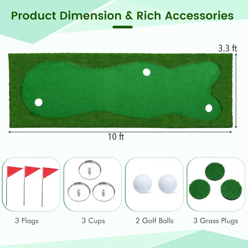 Indoor/Outdoor Golf Putting Green – Realistic Turf Practice Mat