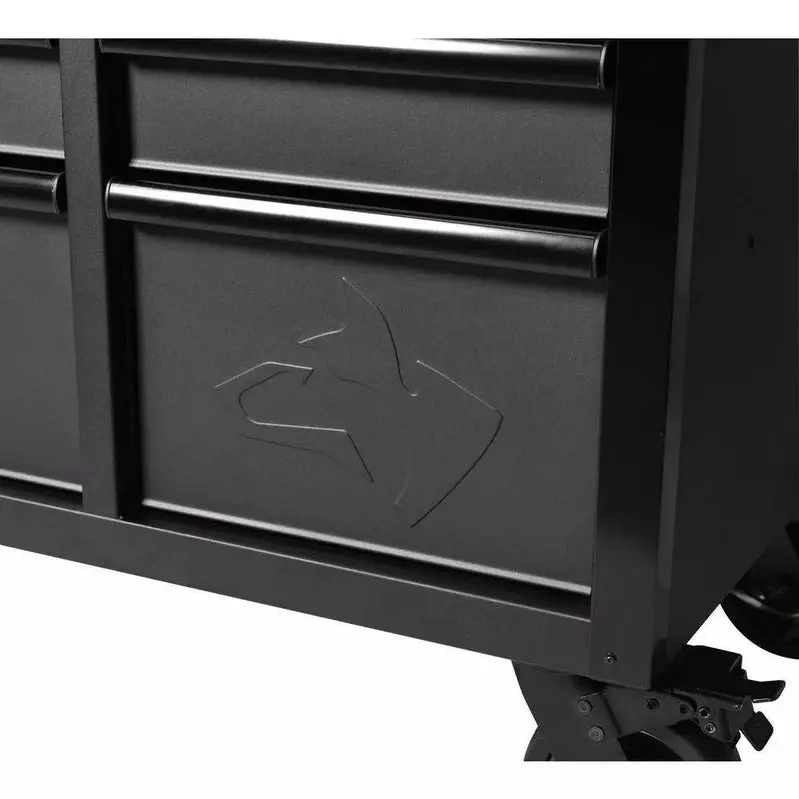 Industrial 61" Mobile Tool Cabinet – 15-Drawer Steel Base with Durable Solid Wood Countertop