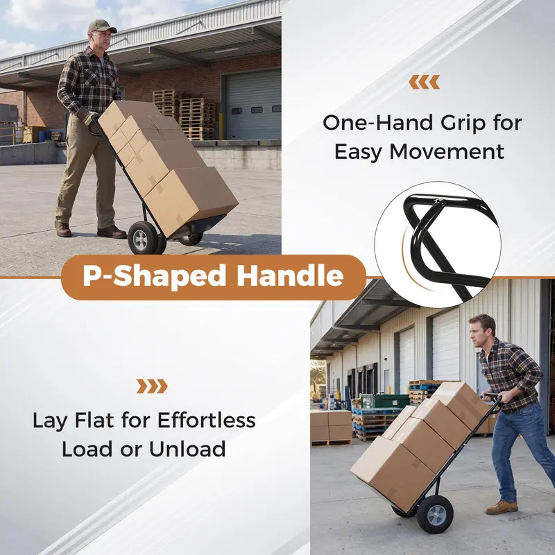 Industrial-Grade Steel Hand Truck – 600 lb Capacity Moving Dolly