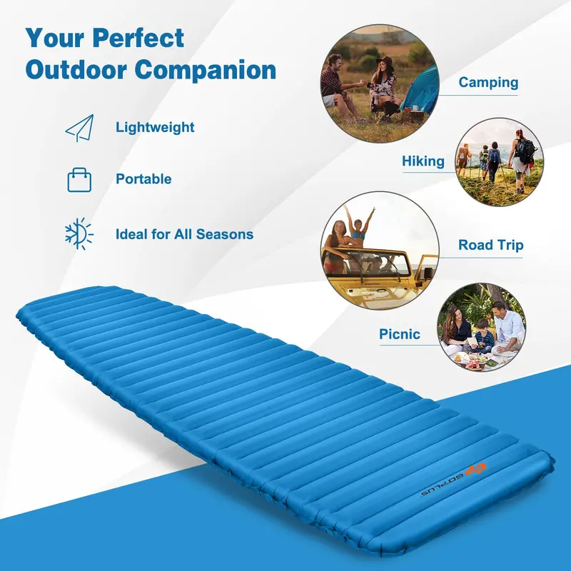 Inflatable Camping Sleeping Pad, 3-Inch Thick Waterproof Air Mattress for Backpacking & Car Camping