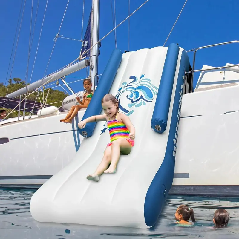 Inflatable Pontoon Boat Water Slide — Backyard or Poolside Fun for Kids, Includes Electric Pump & Carry Bag 2