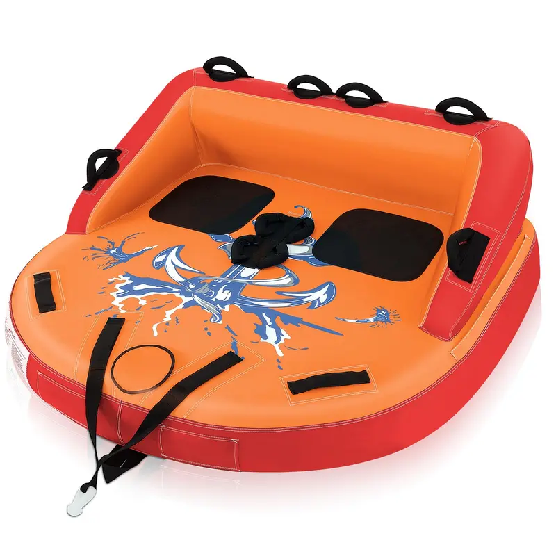 Inflatable Sofa-Style Towable Tube – 1–2 Person Boat-Pulled Water Sport Accessory with Drainage Ports 2
