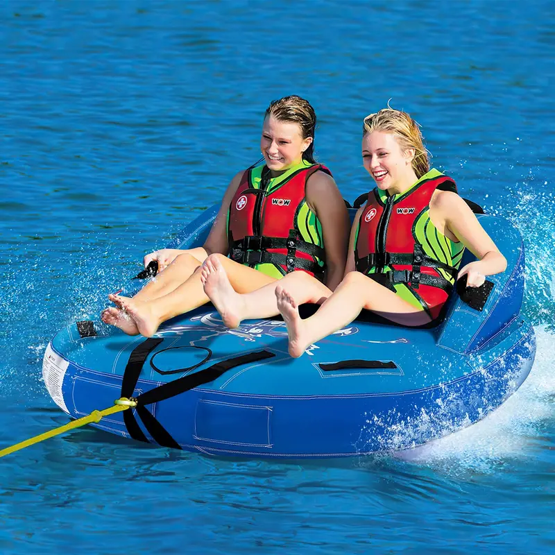 Inflatable Sofa-Style Towable Tube – 1–2 Person Boating Water Sport Pull Toy with Drain Holes 2